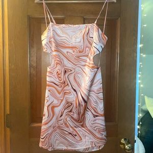 GARAGE satin cut out marble mini dress